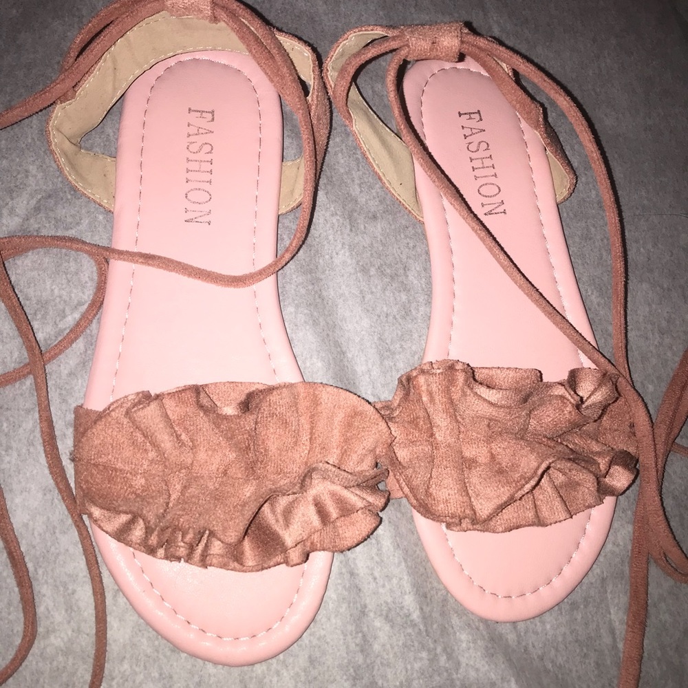 Rose pink , tie around sandals